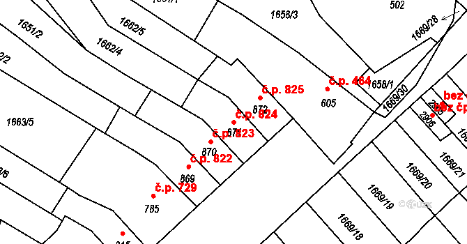 Hořice 824 na parcele st. 871 v KÚ Hořice v Podkrkonoší, Katastrální mapa