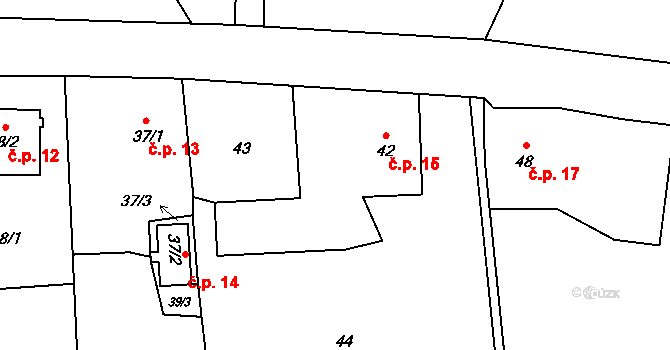 Lysůvky 15, Frýdek-Místek na parcele st. 42 v KÚ Lysůvky, Katastrální mapa