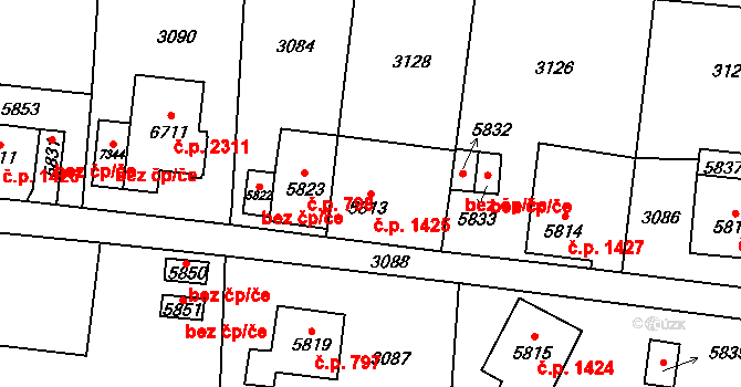 Cheb 1425 na parcele st. 5813 v KÚ Cheb, Katastrální mapa