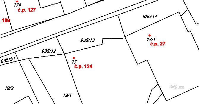 Kunovice 124 na parcele st. 17 v KÚ Kunovice, Katastrální mapa