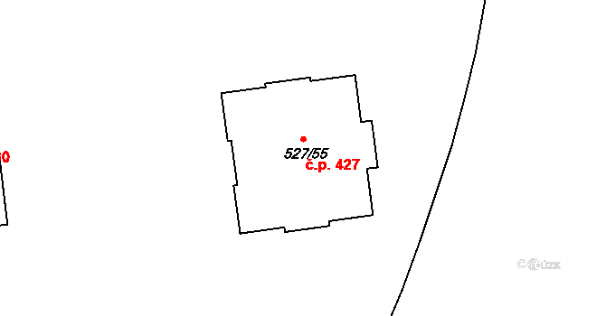 Střížkov 427, Praha na parcele st. 527/55 v KÚ Střížkov, Katastrální mapa