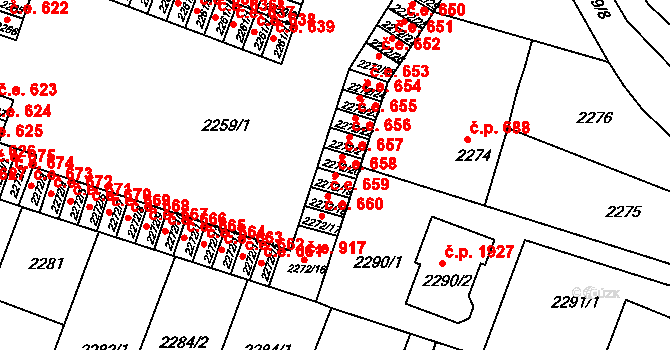 Kuřim 658 na parcele st. 2272/19 v KÚ Kuřim, Katastrální mapa