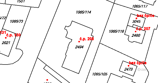 Hamrníky 208, Mariánské Lázně na parcele st. 2494 v KÚ Úšovice, Katastrální mapa