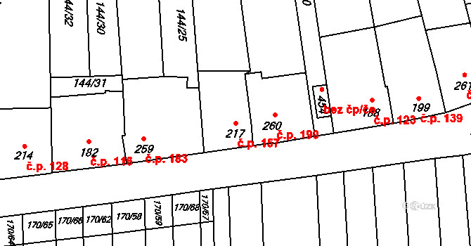 Louky 157, Zlín na parcele st. 217 v KÚ Louky nad Dřevnicí, Katastrální mapa
