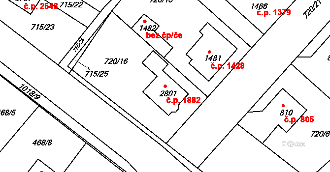 Brandýs nad Labem 1882, Brandýs nad Labem-Stará Boleslav na parcele st. 2801 v KÚ Brandýs nad Labem, Katastrální mapa