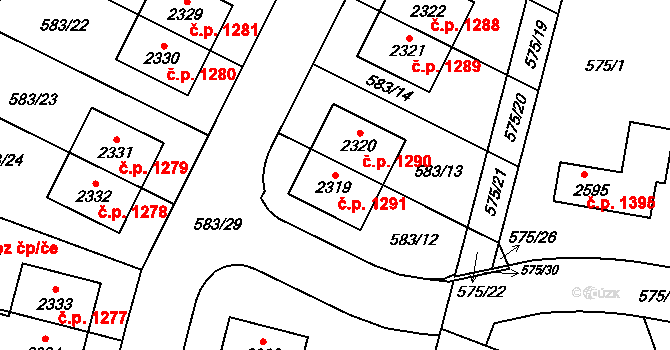 Třebechovice pod Orebem 1291 na parcele st. 2319 v KÚ Třebechovice pod Orebem, Katastrální mapa