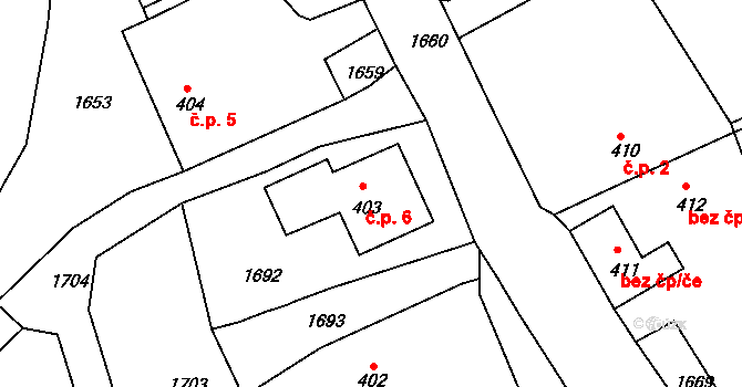 Lipina 6, Jamné na parcele st. 403 v KÚ Jamné u Jihlavy, Katastrální mapa