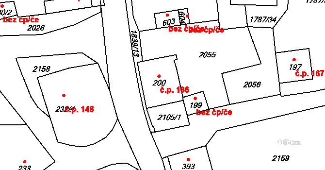 Ryžoviště 186 na parcele st. 200 v KÚ Ryžoviště, Katastrální mapa