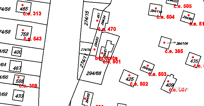 Jarov 501, Dolní Břežany na parcele st. 294/67 v KÚ Lhota u Dolních Břežan, Katastrální mapa