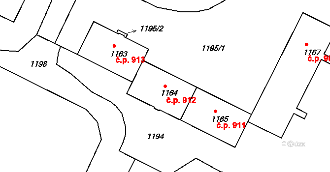 Poruba 912, Ostrava na parcele st. 1164 v KÚ Poruba, Katastrální mapa