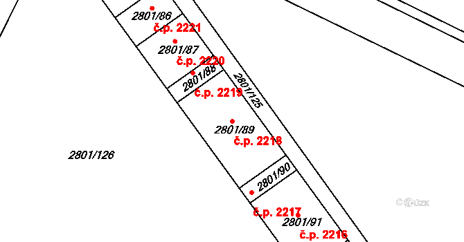 Poruba 2218, Ostrava na parcele st. 2801/89 v KÚ Poruba, Katastrální mapa