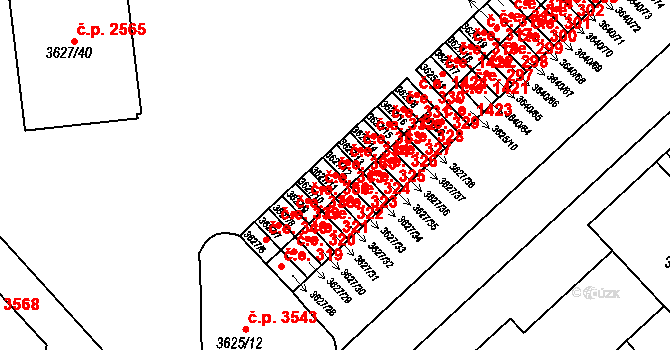 Znojmo 335 na parcele st. 3627/11 v KÚ Znojmo-město, Katastrální mapa