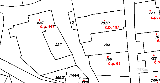 Zádveřice 137, Zádveřice-Raková na parcele st. 787/1 v KÚ Zádveřice, Katastrální mapa