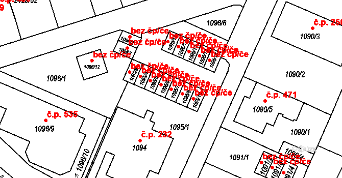 Dačice 40992047 na parcele st. 1095/7 v KÚ Dačice, Katastrální mapa