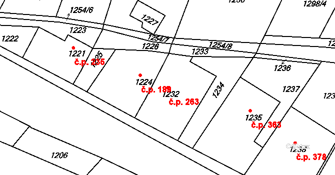 Želechovice nad Dřevnicí 263 na parcele st. 1232 v KÚ Želechovice nad Dřevnicí, Katastrální mapa