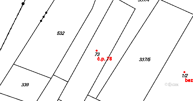 Líny 78, Bukovno na parcele st. 73 v KÚ Líny, Katastrální mapa