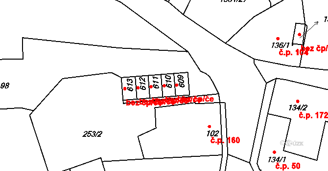 Plesná 42415047 na parcele st. 610 v KÚ Plesná, Katastrální mapa