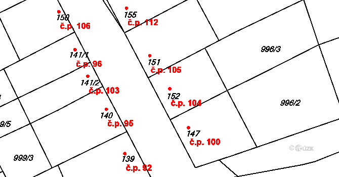 Letošov 104, Nesovice na parcele st. 152 v KÚ Letošov, Katastrální mapa