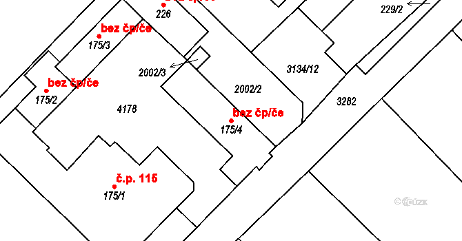 Kozlany 45864047 na parcele st. 175/4 v KÚ Kozlany u Vyškova, Katastrální mapa