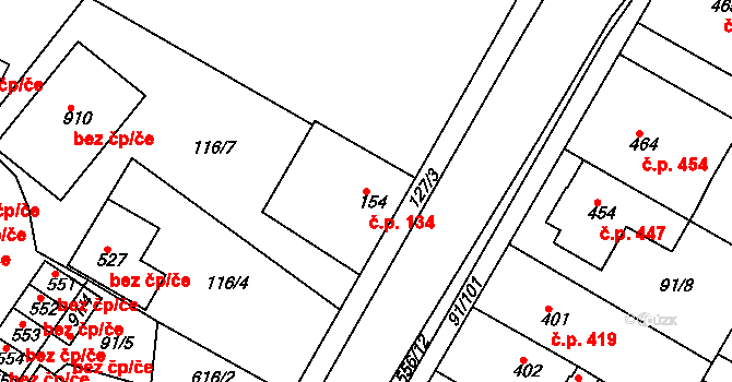 Mikovice 134, Kralupy nad Vltavou na parcele st. 154 v KÚ Mikovice u Kralup nad Vltavou, Katastrální mapa