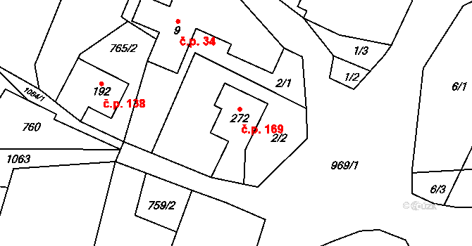 Žďár nad Metují 169 na parcele st. 272 v KÚ Žďár nad Metují, Katastrální mapa