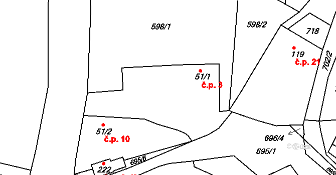 Pelechov 3, Lipoltice na parcele st. 51/1 v KÚ Lipoltice, Katastrální mapa