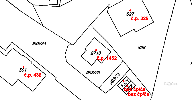 Třebechovice pod Orebem 1452 na parcele st. 2710 v KÚ Třebechovice pod Orebem, Katastrální mapa