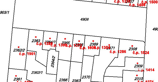 Louny 1608 na parcele st. 2368 v KÚ Louny, Katastrální mapa