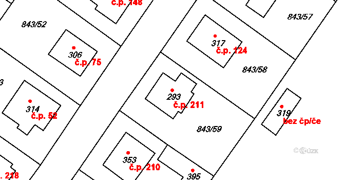 Sobíňov 211 na parcele st. 293 v KÚ Sobíňov, Katastrální mapa