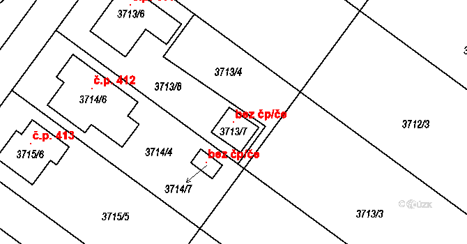 Vlkoš 96351047 na parcele st. 3713/7 v KÚ Vlkoš u Kyjova, Katastrální mapa