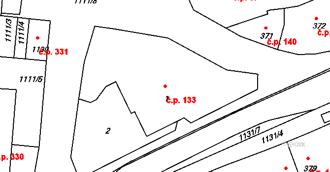 Štěnovice 133 na parcele st. 1 v KÚ Štěnovice, Katastrální mapa