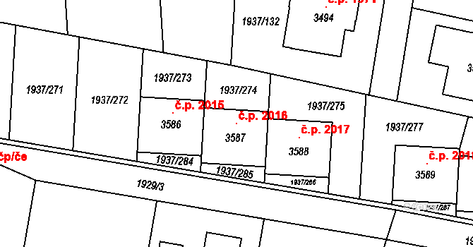 Vlašim 2016 na parcele st. 3587 v KÚ Vlašim, Katastrální mapa