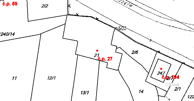 Mantov 27, Chotěšov na parcele st. 21 v KÚ Mantov, Katastrální mapa