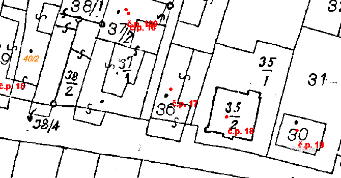 Dyjákovičky 17 na parcele st. 36 v KÚ Dyjákovičky, Katastrální mapa