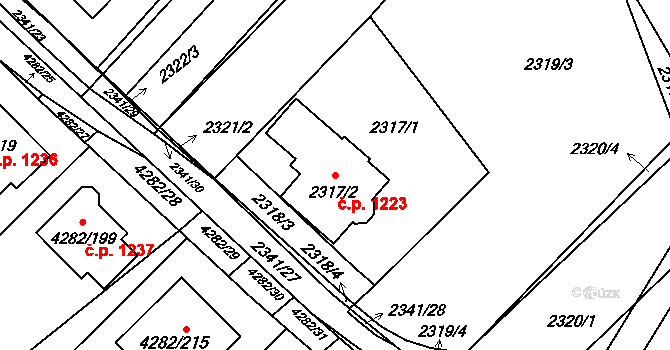 Rakšice 1223, Moravský Krumlov na parcele st. 2317/2 v KÚ Moravský Krumlov, Katastrální mapa