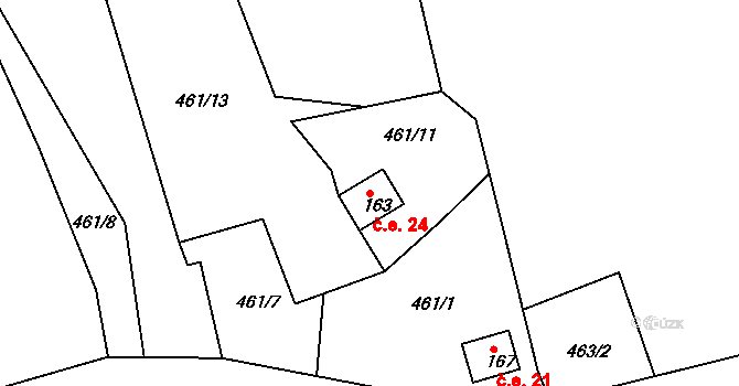 Rájec 24, Černava na parcele st. 163 v KÚ Rájec u Černavy, Katastrální mapa