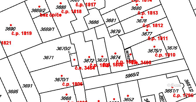 Jihlava 1808 na parcele st. 3673 v KÚ Jihlava, Katastrální mapa
