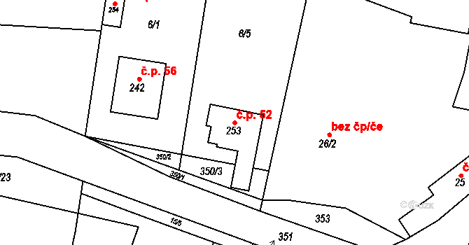 Hospozín 52 na parcele st. 253 v KÚ Hospozín, Katastrální mapa