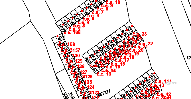 Pazderna 30, Vyškov na parcele st. 962 v KÚ Dědice u Vyškova, Katastrální mapa