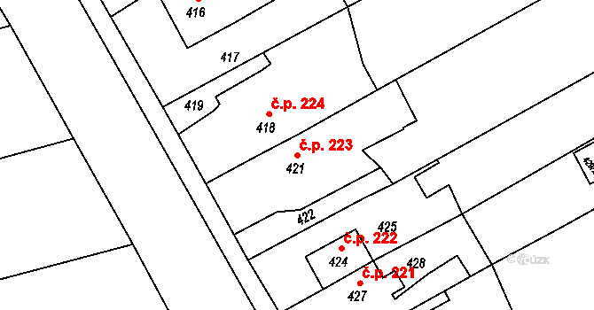 Janovice 223, Rýmařov na parcele st. 421 v KÚ Janušov, Katastrální mapa