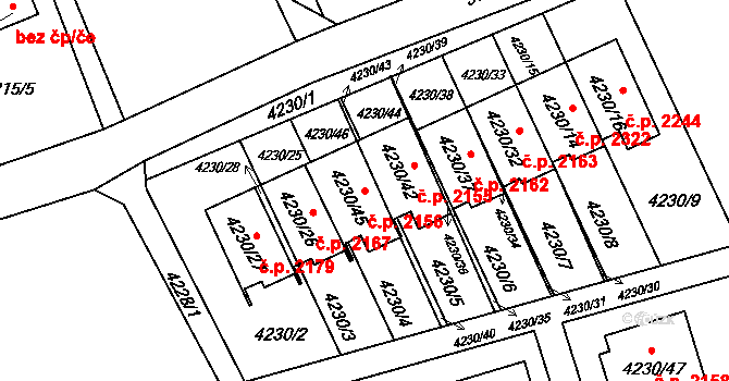 Pod Bezručovým vrchem 2156, Krnov na parcele st. 4230/45 v KÚ Krnov-Horní Předměstí, Katastrální mapa