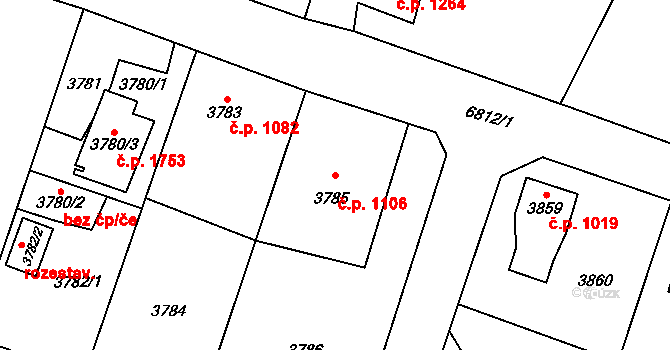 Rychvald 1106 na parcele st. 3785 v KÚ Rychvald, Katastrální mapa