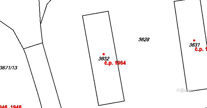 Kročehlavy 1964, Kladno na parcele st. 3632 v KÚ Kročehlavy, Katastrální mapa