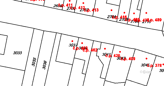 Mimoň I 462, Mimoň na parcele st. 3039 v KÚ Mimoň, Katastrální mapa