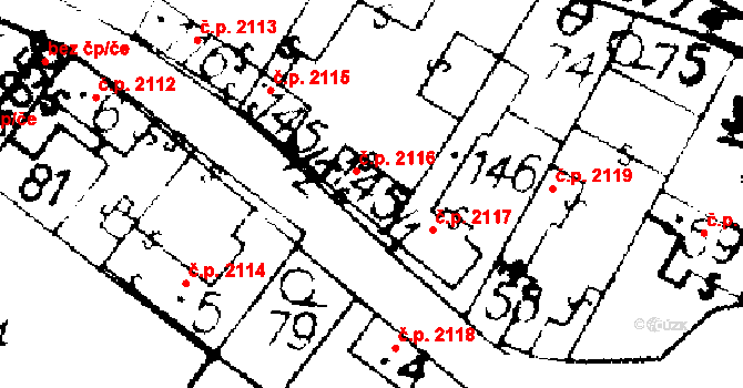 Podlusky 2116, Roudnice nad Labem na parcele st. 145/1 v KÚ Podlusky, Katastrální mapa