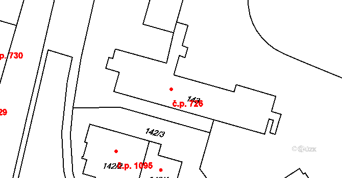 Lutyně 726, Orlová na parcele st. 143 v KÚ Horní Lutyně, Katastrální mapa