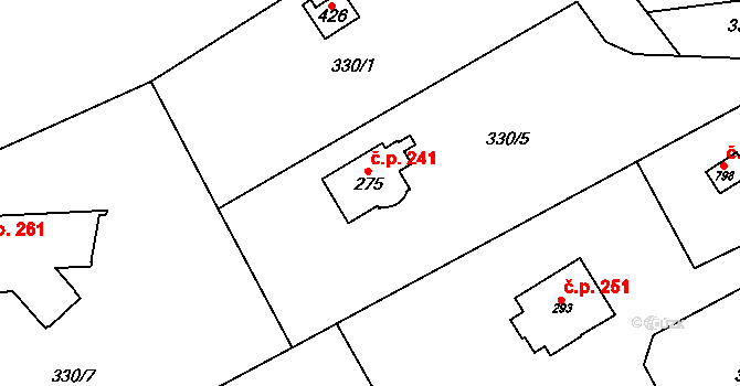 Senohraby 241 na parcele st. 275 v KÚ Senohraby, Katastrální mapa