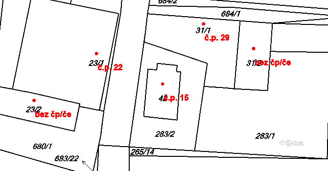 Tuchonice 15, Žimutice na parcele st. 42 v KÚ Tuchonice, Katastrální mapa