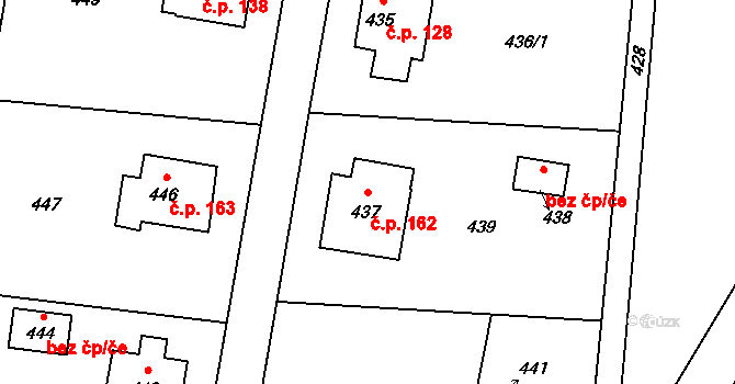 Pržno 162 na parcele st. 437 v KÚ Pržno, Katastrální mapa