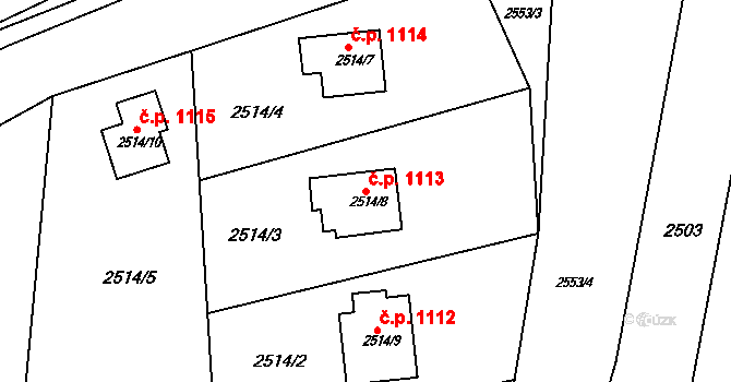 Frýdlant 1113, Frýdlant nad Ostravicí na parcele st. 2514/8 v KÚ Frýdlant nad Ostravicí, Katastrální mapa